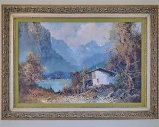 Willi Bauer 'Landscape' Oil Painting (Germany, 1923 -) 34" x 46"