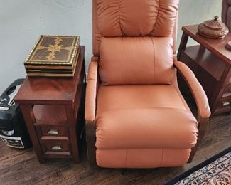Orange reclining accent chair