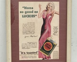 Lucky Strike Jean Harlow Framed Poster