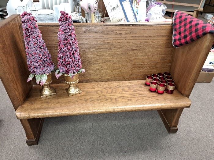 SATURDAY 1/2 OFF ALL REMAINING ITEMS!!
Large 2 Day Living Estate Sale with Part 4 of 4 Holiday Sale. The warehouse and parking lot will be full again!! 4' oak church pew from Gower, MO