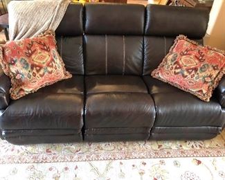 Chocolate Leather Dual Reclining Sides Sofa 
