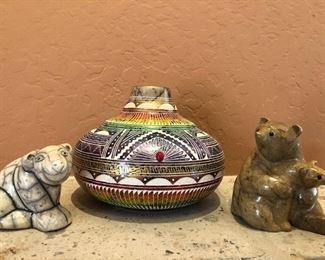 Navajo Signed Pottery Stone Bears