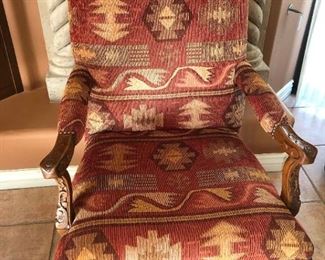 Southwest Vintage Carved King Accent Chair