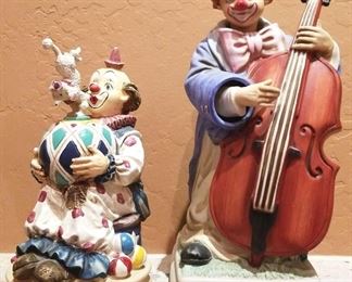 Two Handpainted Clown Melody Music Boxes.