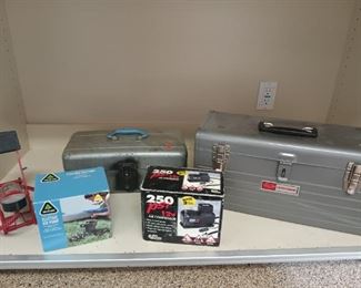 Craftsman Tool Boxes With Tools, Air Compressor, Vise