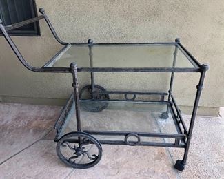 Robb Stucky Iron  Glass Patio Cart