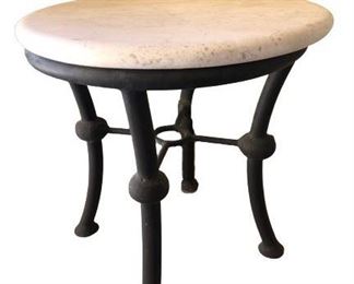 $250 Kreiss small tavertine side table 19x19x18