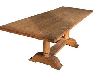 $2835 custom made white oak trestle dining table 96 x 32
