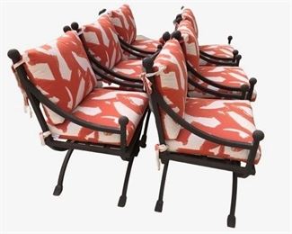 $1500 Kreiss wrought iron dining chairs and cushions (6 chairs)