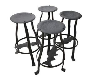 $1600 handmade wrought iron salmon bar stools 20x30 (13" seat)