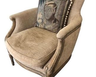 $400 Gary Monselle Upholstered Antique Wingback Chair