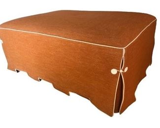 $576 Rust Colored Greek Key Upholstered Ottoman 40x30.5x17