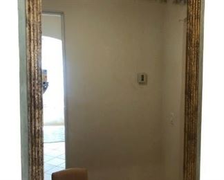 $800 Antique French Sage Green And Gold Mirror Wood Multi Step Frame