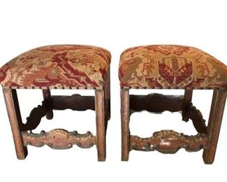 $550 Pair Of Upholstered Anatolian Style Stools 18*18*18*