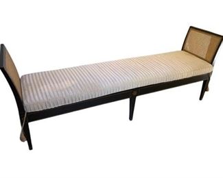 $1080 John Hall, Ebonized And Guilt Finished Cane Woven Side Bench 84*18.5*32