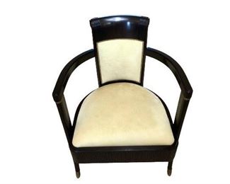 $1780 Art Deco Style Ebonised And Hide Armchair 24.5*21*34.75