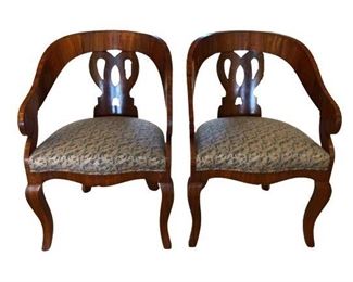 $2120 Pair Biedermeier Style Open Armchairs 21.5*22*33
