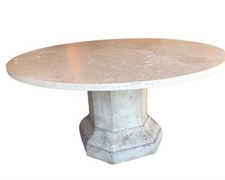 $4735 Travertine Pedestal Dining Table 54*29.5*30