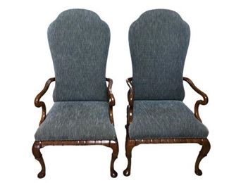$2187 Dennis & Leen Queen Anne Style High-Back Chairs 25.25*27*48