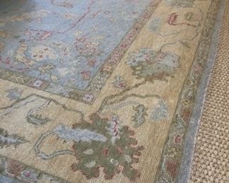 $2800 Persian Style Wool Rug- Sky Blue and Cream 156x125