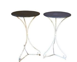 $486 Antique Country Painted Wrought Iron Garden Side Tables