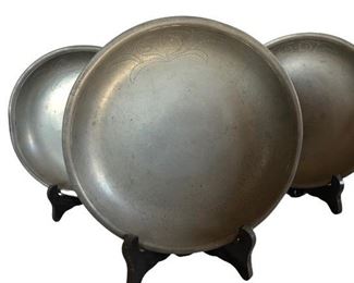 $150 trio 18th century pewter plates