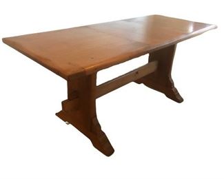 $1100 vintage custom oak trestle dining table