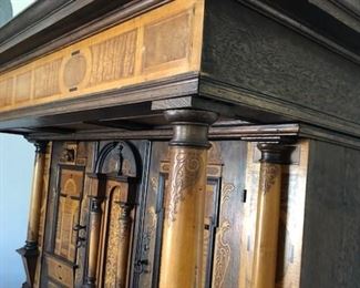 $2,200 Mid 19th Century German Inlaid Cupboard of Architectural Form in the Renaissance Style