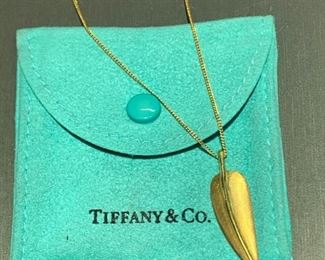 Tiffany & Co 
Leaf necklaces 
18K Yellow Gold 