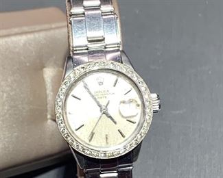 Rolex Ladies Watch 
Silver and Diamonds 