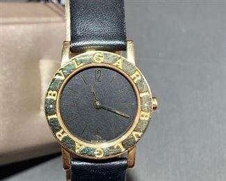BVLGARI Ladies Gold/ Black Watch 
18K Yellow Gold 