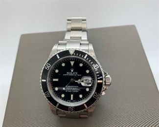 Silver and Black Men's Rolex Watch 