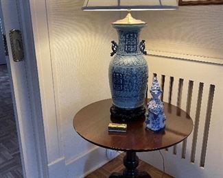 Chinese Blue and White Lamp with Bijorn Wiinblad Figure