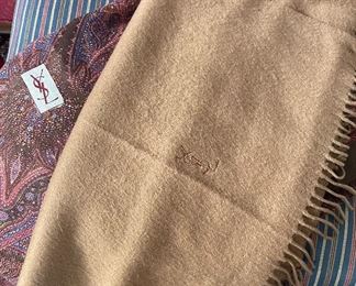 Yve Saint Laurent Linen Paisley Scarf and Cashmere Scarf 