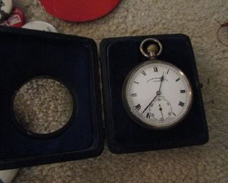 Silver Sir John Bennett pocket watch with silver frame/case