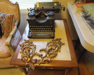 Antique typewriter, mid century table