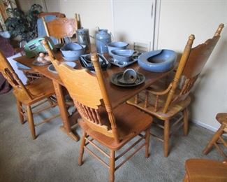 Antique oak dining set with chairs