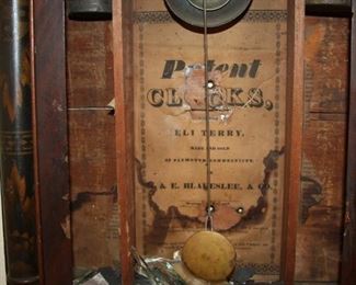Antique Wall Clock - Eli Terry - damaged/missing glass