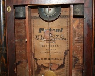 Antique Wall Clock - Eli Terry - damaged/missing glass