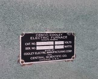 Cenco Cooley Electric Furnace with stand