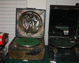 antique portable windup record players