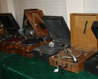 antique portable windup record players