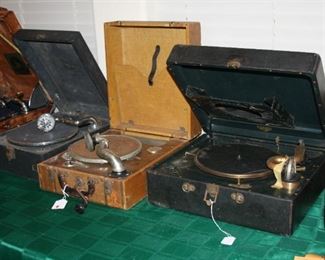 antique portable windup record players