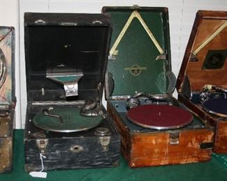 antique portable windup record players
