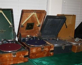 antique portable windup record players