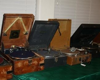 antique portable windup record players