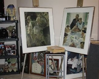 rare pair of Norman Rockwell Artist Proof lithographs Freedom of Worship and Freedom from Want both signed by Norman Rockwell in pencil and dated.