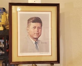 Norman Rockwell "JFK" lithograph with book and COA