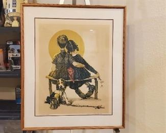 Norman Rockwell "Little Spooners" ARTIST PROOF lithograph signed in pencil
