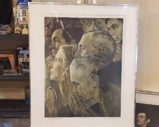 Norman Rockwell "Freedom of Worship" ARTIST PROOF signed in pencil